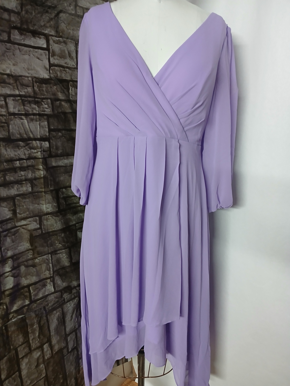 Ever Pretty Lavender V-Neck High-Low Midi Dress